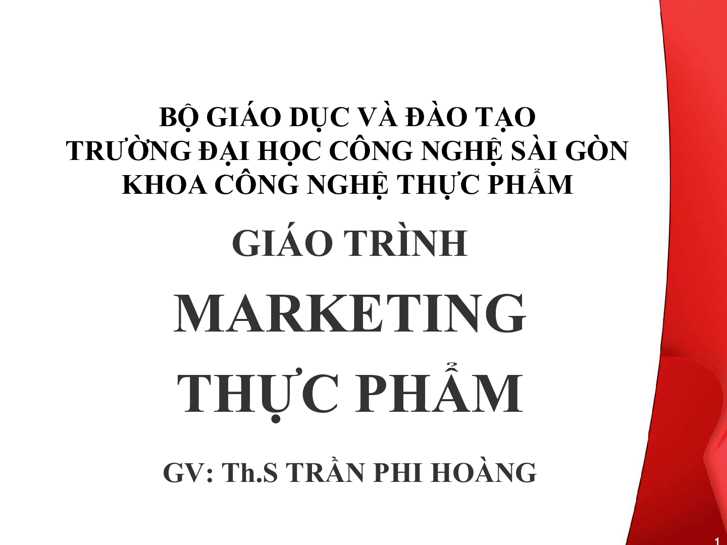 Giáo trình môn Marketing thực phẩm | Đại học Khoa học tự nhiên (trang 1)