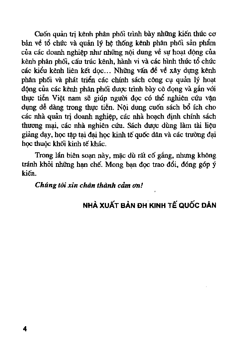 Giáo trình Quản trị kênh phân phối | NEU - Trường Đại học Kinh tế Quốc dân (trang 4)