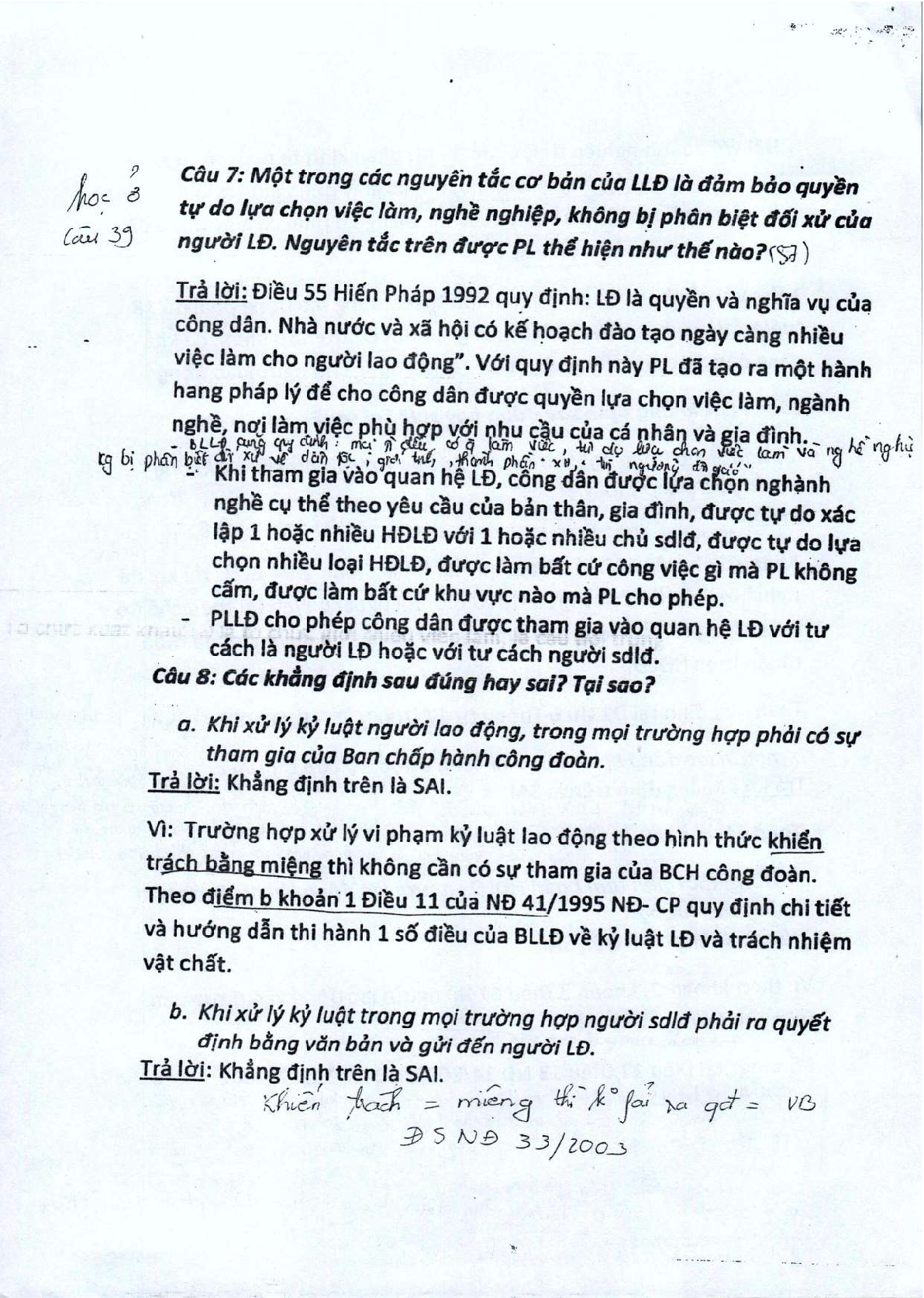 Đáp án bài tập môn Luật Lao động | Đề cương tham khảo | Tổng hợp các trường đại học (2025) (trang 8)