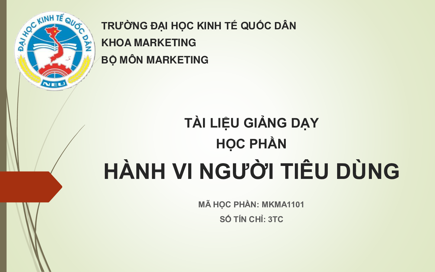 Bài giảng PPT (Power Point) học phần Hành vi người tiêu dùng  | SLIDE | Đại học Kinh tế quốc dân (trang 1)