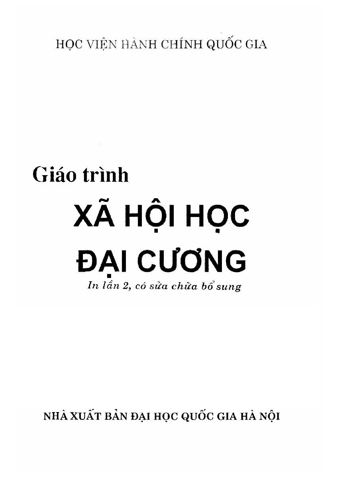 Giáo trình Xã hội học đại cương | Đại học Khoa Học Xã Hội & Nhân Văn (trang 2)