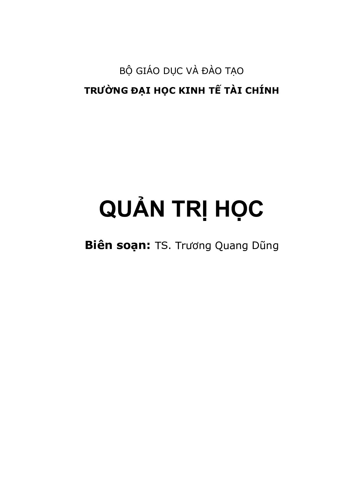 Giáo trình môn Quản trị học | Đại học Kinh Tế - Tài Chính (trang 1)