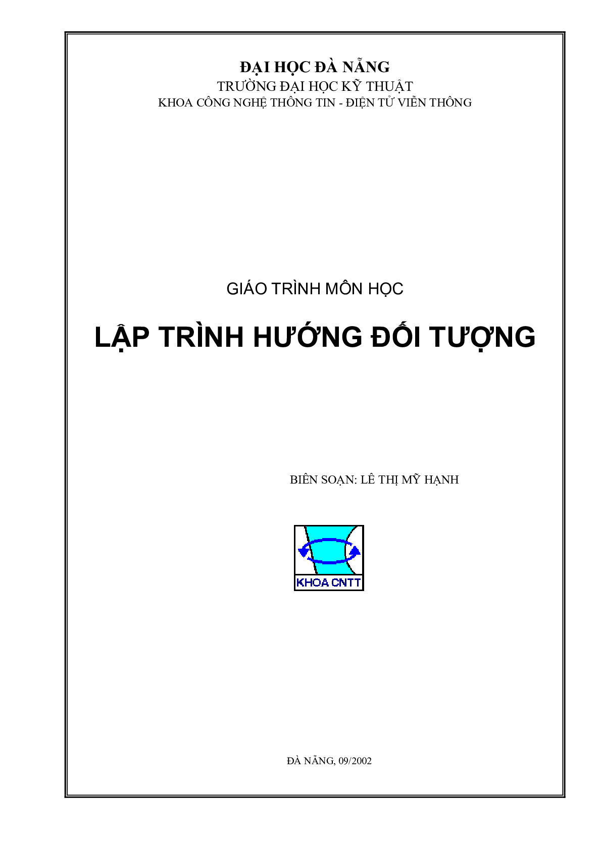 Giáo trình môn Lập trình hướng đối tượng | Đại học Đà Nẵng (trang 1)