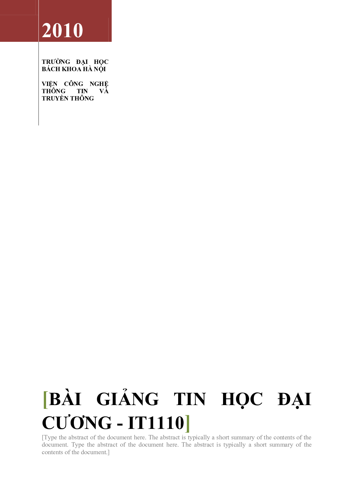 Giáo trình môn Tin học đại cương  | Đại học Bách Khoa Hà Nội (trang 1)