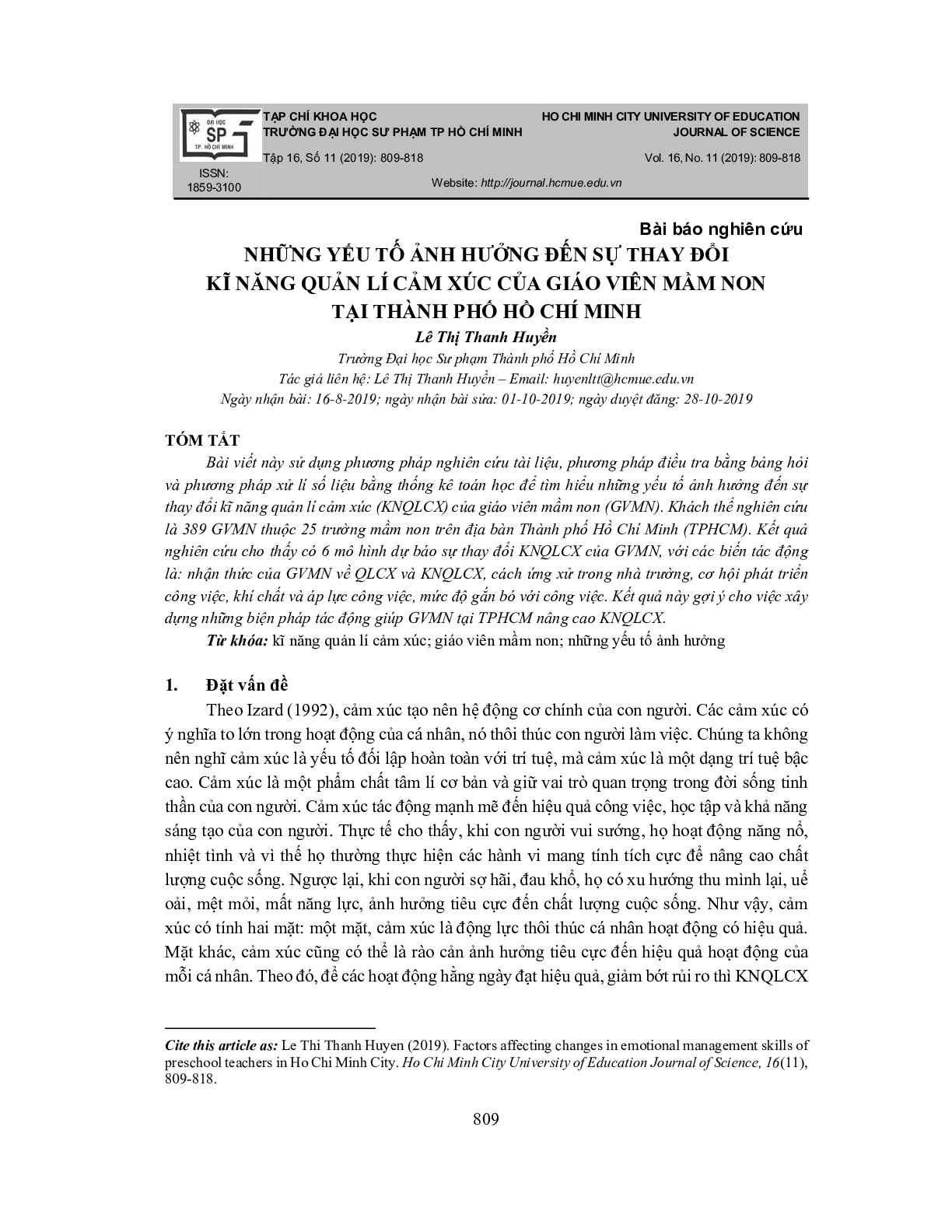 Yếu tố nào ảnh hưởng tới khả năng cân bằng cảm xúc của giáo viên mầm non? (trang 1)