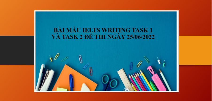 Bài mẫu IELTS Writing Task 1 và Task 2 đề thi ngày 25/06/2022